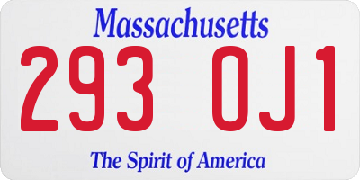 MA license plate 293OJ1