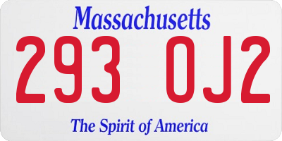 MA license plate 293OJ2