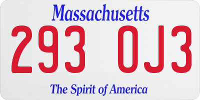MA license plate 293OJ3