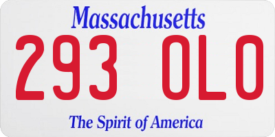 MA license plate 293OL0