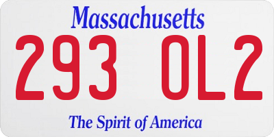 MA license plate 293OL2