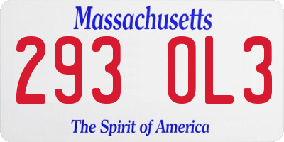 MA license plate 293OL3