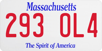 MA license plate 293OL4