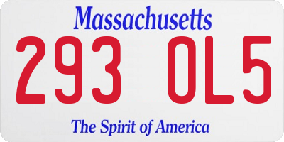 MA license plate 293OL5