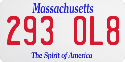 MA license plate 293OL8