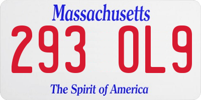 MA license plate 293OL9