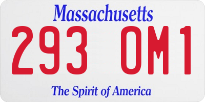 MA license plate 293OM1