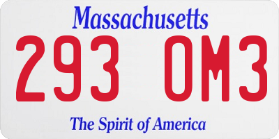 MA license plate 293OM3
