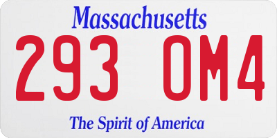 MA license plate 293OM4