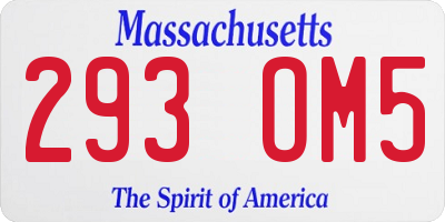 MA license plate 293OM5