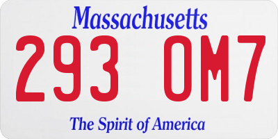 MA license plate 293OM7