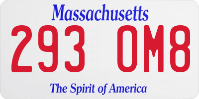 MA license plate 293OM8