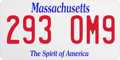 MA license plate 293OM9
