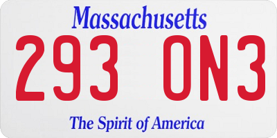 MA license plate 293ON3