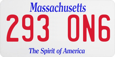MA license plate 293ON6