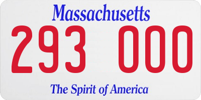 MA license plate 293OO0
