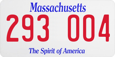 MA license plate 293OO4