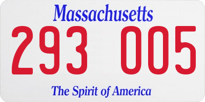 MA license plate 293OO5