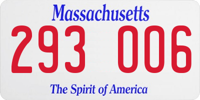 MA license plate 293OO6