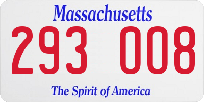 MA license plate 293OO8