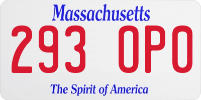 MA license plate 293OP0