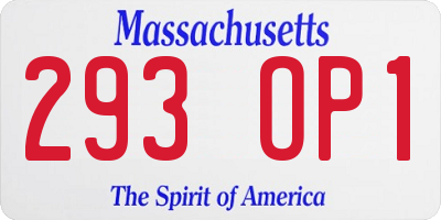 MA license plate 293OP1