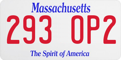 MA license plate 293OP2