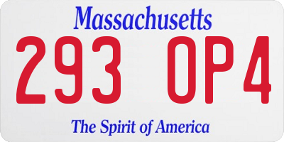 MA license plate 293OP4