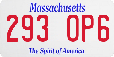 MA license plate 293OP6