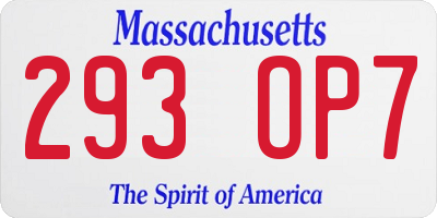 MA license plate 293OP7