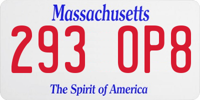 MA license plate 293OP8