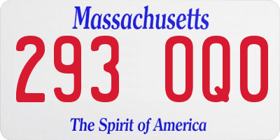 MA license plate 293OQ0
