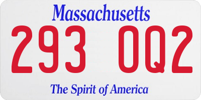 MA license plate 293OQ2