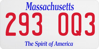 MA license plate 293OQ3