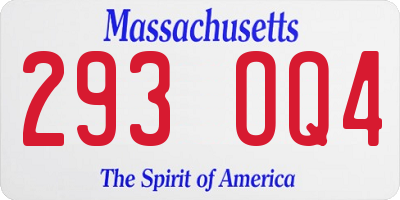 MA license plate 293OQ4