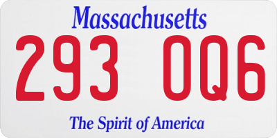 MA license plate 293OQ6