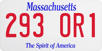 MA license plate 293OR1
