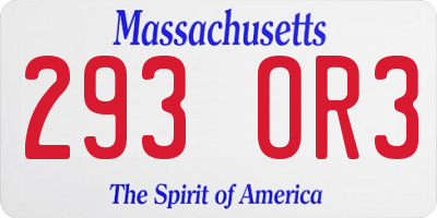 MA license plate 293OR3