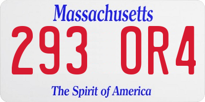 MA license plate 293OR4