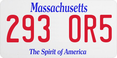 MA license plate 293OR5