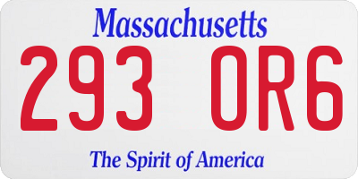 MA license plate 293OR6