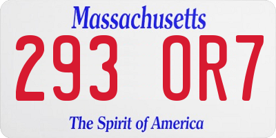 MA license plate 293OR7