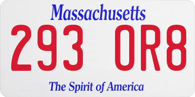 MA license plate 293OR8