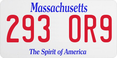 MA license plate 293OR9