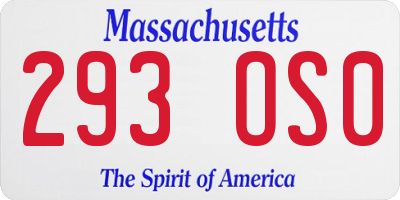 MA license plate 293OS0