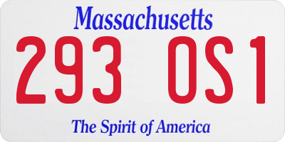 MA license plate 293OS1