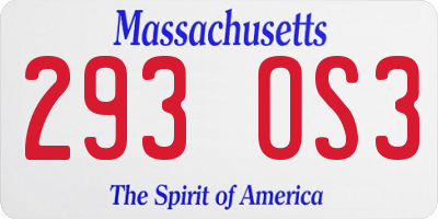 MA license plate 293OS3