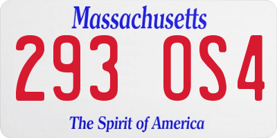 MA license plate 293OS4