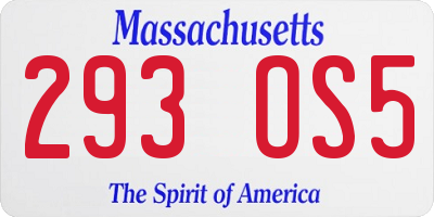 MA license plate 293OS5