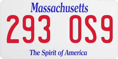 MA license plate 293OS9